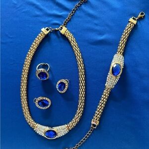 5pcs/Set Cristal Gold Plated Fine Jewelry Set